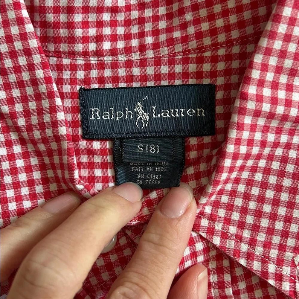 Ralph Lauren Red & White Gingham Button-Down Shirt for Kids